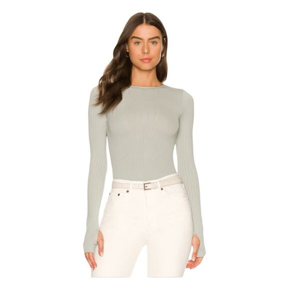 Free People Intimately Seams To Me Seamless Bodysuit Heather Grey Long Sleeve M/ - Picture 2 of 6